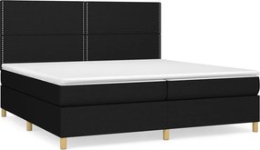 vidaXL fekete szövet rugós ágy matraccal 200 x 200 cm