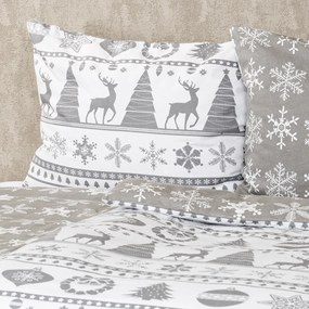 4Home Christmas Time flanel ágyneműhuzat, szürke, 140 x 220 cm, 70 x 90 cm