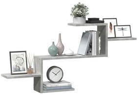 betonszürke szerelt fa fali polc 104 x 15 x 49 cm