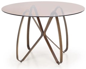 Asztal Houston 350Aranysárga, Barna, 76cm, Edzett üveg, Fém