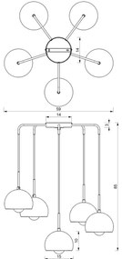 Csillár zsinóron COOL 5xE27/60W/230V