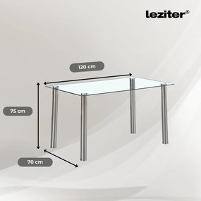 Berna 120 cm szögletes üveg étkezőasztal