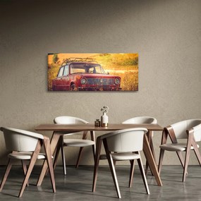 Autó a mezőben képe (120x50 cm)