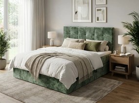 Kárpitozott boxspring ágy DIRELIS VIBE 160x200 cm sötétzöld Matrac: Bonell rugós matrac