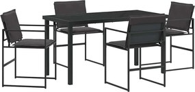 vidaXL Kert étkező szett 5 pcs Fekete Porszórt acél