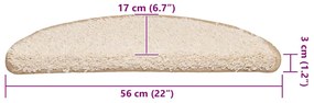 20 db krémszínű, félkör alakú lépcsőszőnyeg 56 x 17 x 3 cm