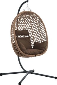 vidaXL Függő tojás szék Kávé 104 x 100 x 191 cm polirattan