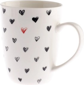 Kerámia csésze fekete szívecskékkel, 340 ml - Dakls