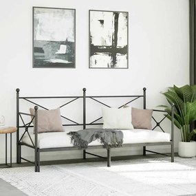 kihúzható kanapéágy matrac nélkül fekete 90x200 cm acél