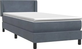 vidaXL sötétszürke bársony rugós ágy matraccal 90x220 cm
