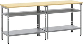 vidaXL Munkapad készlet 2 pcs Barna és szürke 200 x 55 x 85 cm