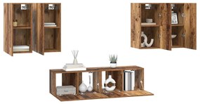 TV szekrény garnitúra 6 pcs Régi fa 60 x 30 x 30 cm Faanyag