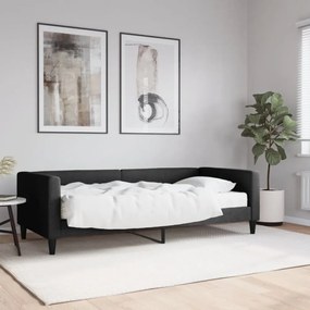fekete szövet kanapéágy matraccal 90 x 200 cm