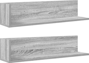 vidaXL 2 db szürke sonoma színű szerelt fa fali polc 75x16,5x16,5 cm