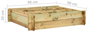 impregnált fa magaságyás 90 x 90 x 20 cm