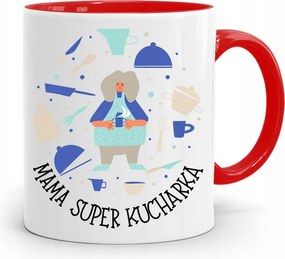 Piros Bögre Ajándék Anyukáknak Szuper Szakácsnőknek fényképes nyomattal