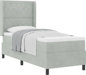 vidaXL Boxrugós ágy matracmal Világosszürke 80 x 200 cm Bársony