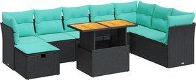 vidaXL 9 részes szürke polyrattan akácfa kerti ülőgarnitúra párnákkal