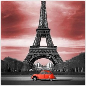 Poszterek 140x140 Piros autó Párizs