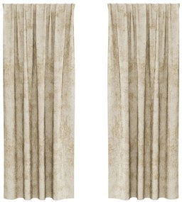 Velúr Függönyök 2 db Fémrúd zsebes Krém 225x140 cm
