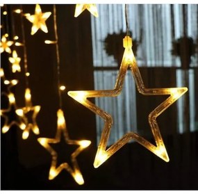 Karácsonyi LED fényfüggöny, LED csillagok, karácsonyi fények, füzér lámpa, Kiscsillag - Nagy Csillag 3m 120 Leddel Fényfüzér
