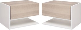 HOMCOM 2 db F Floating Éjjeli Székreny 1 Fiókkal és Nyitott Polccal 46x30x30 cm Tölgy és Fehér | Aosom