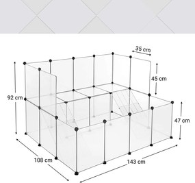 Kisállat kifutó, 143 x 92 x 108 cm, fehér