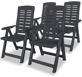 vidaXL 4 db antracitszürke dönthető műanyag kerti szék