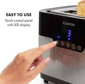 Klarstein Arabica, kenyérpirító, 920 W, LED kijelző, érintőképernyő, rozsdamentes acél
