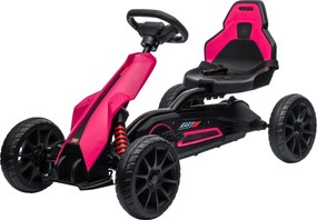 HOMCOM Go-Kart Pedálos Autó Kézifékkel, Állítható Üléssel, Előre és Hátra Sebességgel, EVA Kerekekkel, Gyerek Kettcar 3-8 Éves Gyerekeknek Rózsaszín |