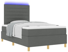 Box Spring Ágy matraccal és LED sötétszürke 120x200 cm Szövet