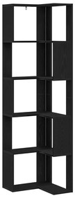 Sarok Könyvespolc 5 szintes Fekete Tölgy 50x50x179 cm Mérnöki Fa