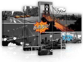 Vászonkép 170x100 Város éjszaka városkép híd taxi dinamika pop-art mozgás