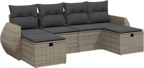 vidaXL 6 részes szürke polyrattan kerti ülőgarnitúra párnákkal