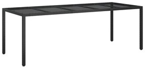 Kerti Étkezőasztal Fekete 250x100x75 cm Poli Rattan