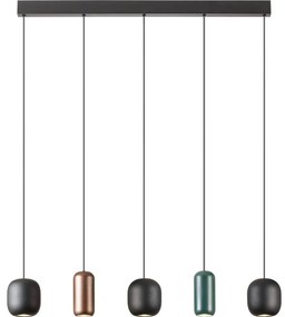 Redo 01-3481 - Csillár zsinóron BOOM 5xGU10/10W/230V fekete/zöld/barna