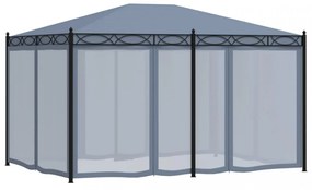 antracitszürke acélpavilon szúnyoghálóval 3 x 4 m