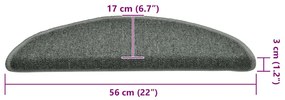 30 db sötétzöld félkör alakú lépcsőszőnyeg 56 x 17 x 3 cm