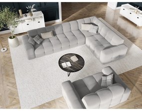 Világosszürke bársony sarokkanapé (jobb oldali) Kendal – Micadoni Home