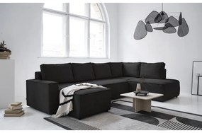 Antracitszürke kordbársony kinyitható sarokkanapé (jobb oldali-U alakú) Brave Dave – Miuform