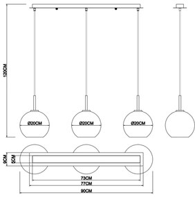Globo 15462H2 - Csillár zsinóron ADARA 3xE27/60W/230V