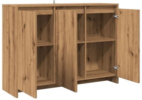 kézműves tölgy színű szerelt fa tálalószekrény 102 x 33 x 75 cm