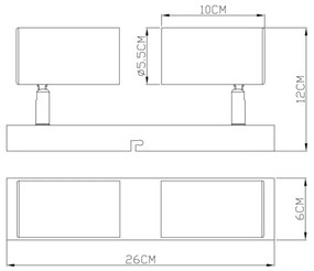 Globo 57911-2M - ROBBY 2xGU10/35W fekete/messing spotlámpa
