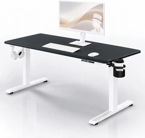 Elektromos, állítható magasságú, ergonomikus, fehér-antracit íróasztal,1600x800 mm: ARIA