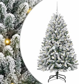 vidaXL Mű karácsonyfa 150 LED-del Zöld és Fehér 150 cm PVC és fém