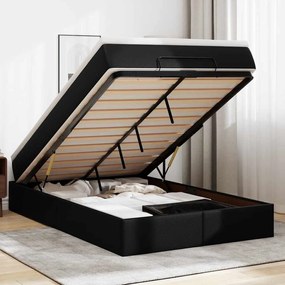 Ottomán ágykeret matraccal Fekete 120x200cm műbőrrel