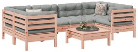 vidaXL 7 részes tömör duglászfenyő kerti társalgószett párnával