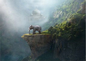 Kép - Az elefánt a Taj Mahal tetején (üvegen) (70x50 cm)