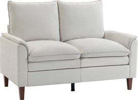 HOMCOM 146 cm-es 2 személyes kanapé, modern chenille, kettős rétegű párnázás, zsebrugós ülés, mély ülés, magas háttámla – krémfehér | Aosom