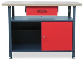 Műhelyasztal ERIC, 1200 x 850 x 600 mm, antracit-vörös